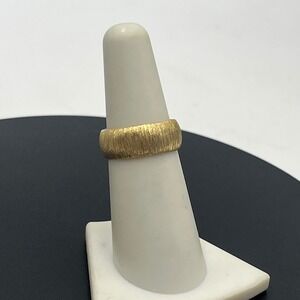 Veronese Vintage 925 Sterling Silver 18K Gold Bonded Dome Band Ring Size 6.25